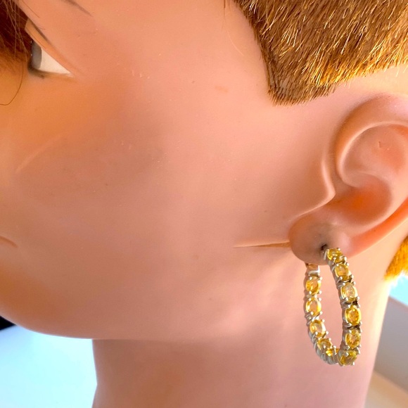 KHR or KRH sterling silver Citrine inside out hoop earrings India - Picture 2 of 6